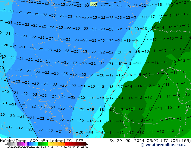 Height/Temp. 500 hPa GFS Su 29.09.2024 06 UTC