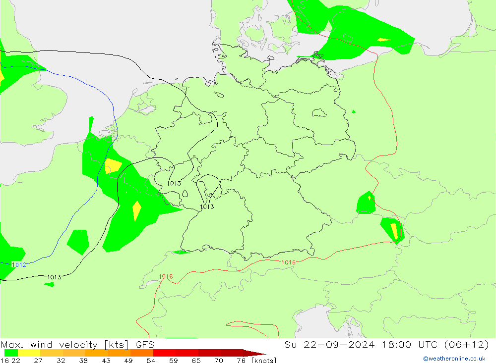 Max. wind velocity GFS dom 22.09.2024 18 UTC