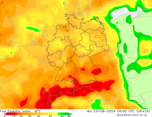 Fog Stability Index GFS 星期一 23.09.2024 06 UTC