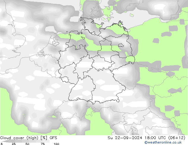 Wolken (hohe) GFS So 22.09.2024 18 UTC