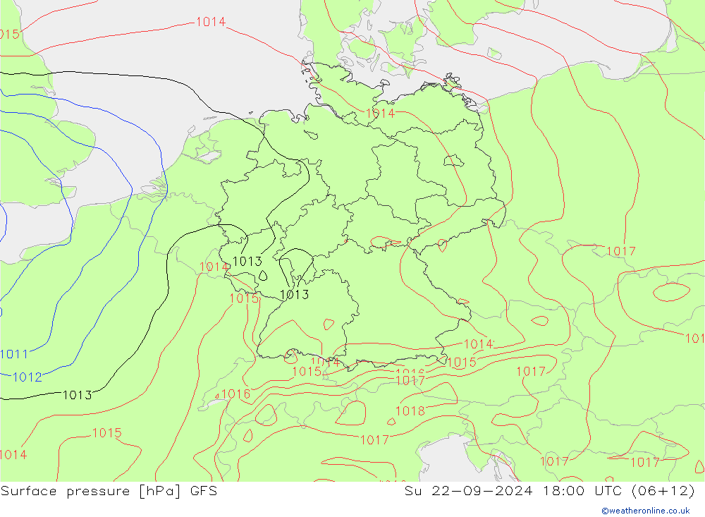 Luchtdruk (Grond) GFS zo 22.09.2024 18 UTC