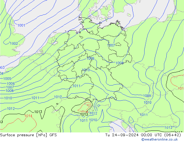 Yer basıncı GFS Sa 24.09.2024 00 UTC