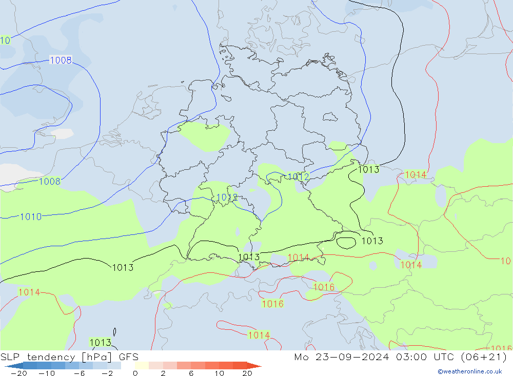 变压 GFS 星期一 23.09.2024 03 UTC