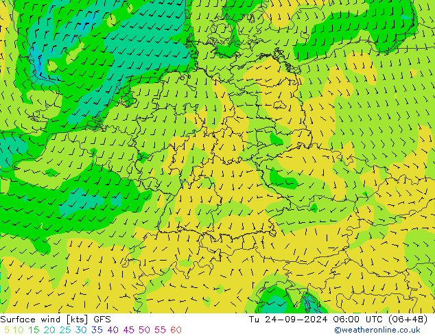 Rüzgar 10 m GFS Sa 24.09.2024 06 UTC