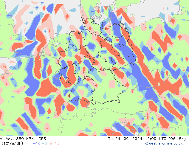 V-Adv. 850 hPa GFS Di 24.09.2024 12 UTC