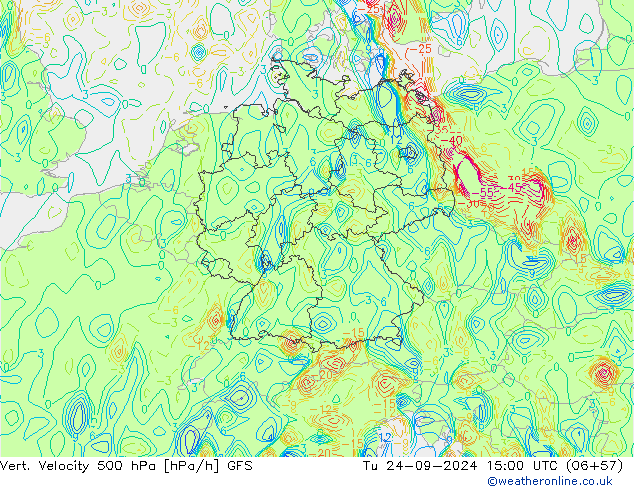 500 hPa Dikey Hız GFS Sa 24.09.2024 15 UTC