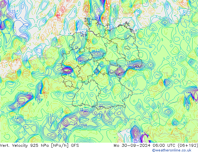 Vert. Velocity 925 гПа GFS пн 30.09.2024 06 UTC