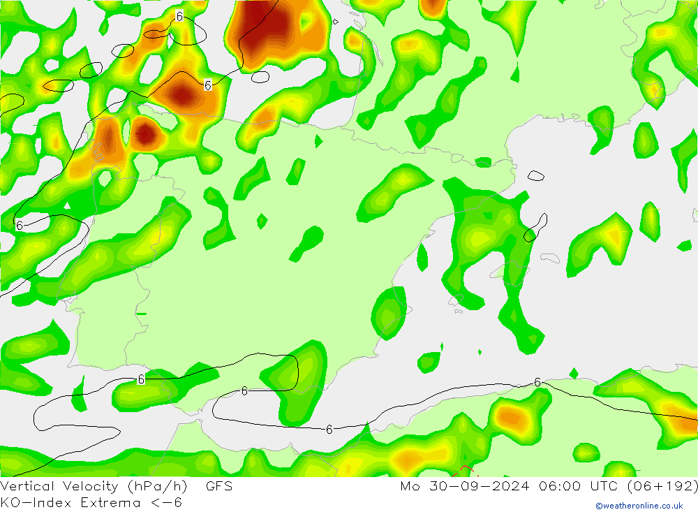 Convection-Index GFS Mo 30.09.2024 06 UTC