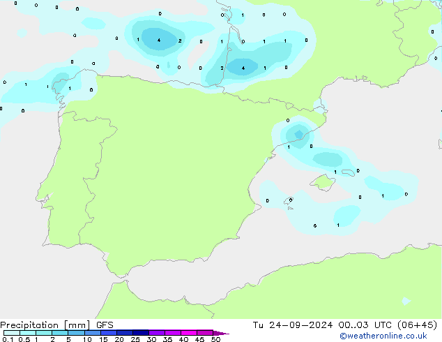 Precipitation GFS Tu 24.09.2024 03 UTC