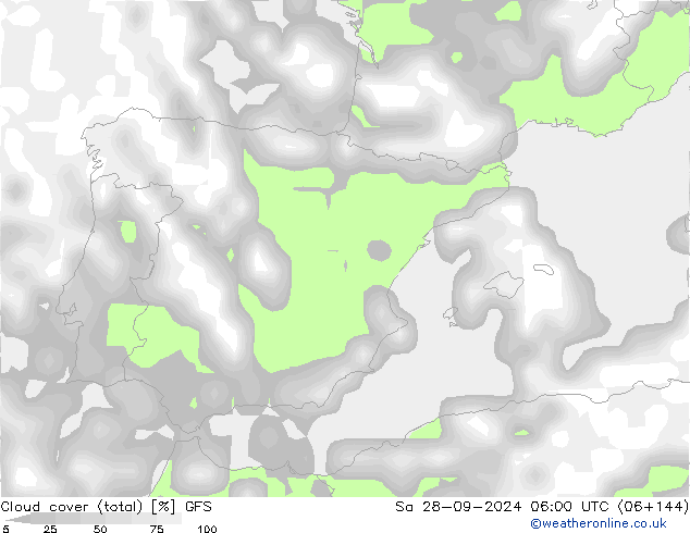 Cloud cover (total) GFS September 2024