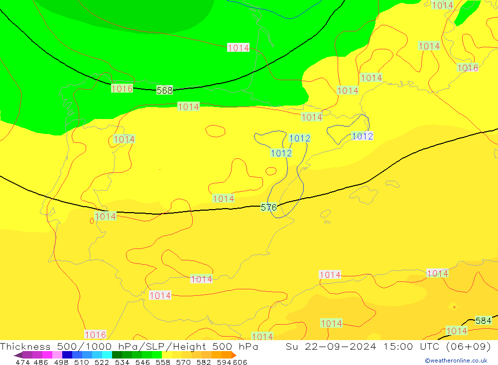 Thck 500-1000hPa GFS Su 22.09.2024 15 UTC