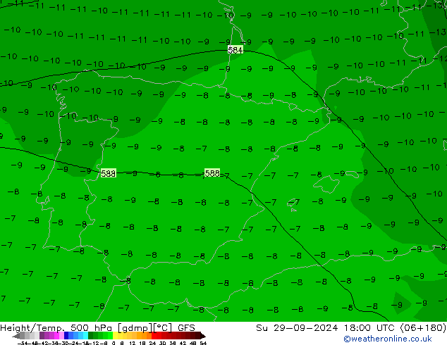 Height/Temp. 500 hPa GFS Ne 29.09.2024 18 UTC