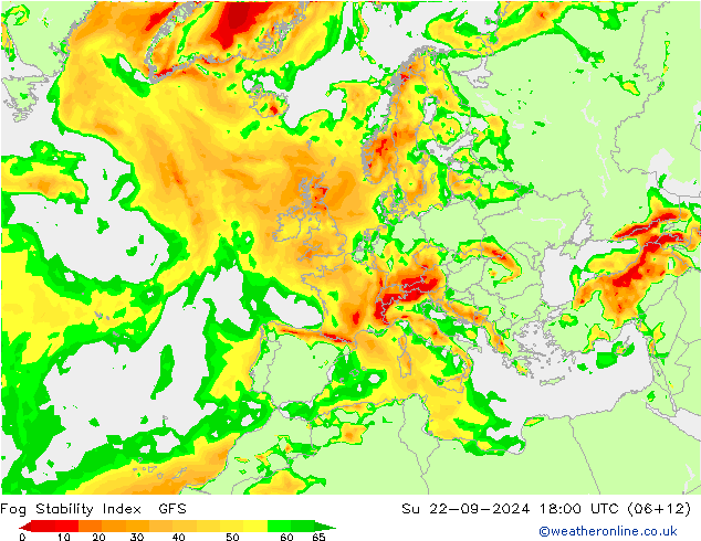 Fog Stability Index GFS dom 22.09.2024 18 UTC