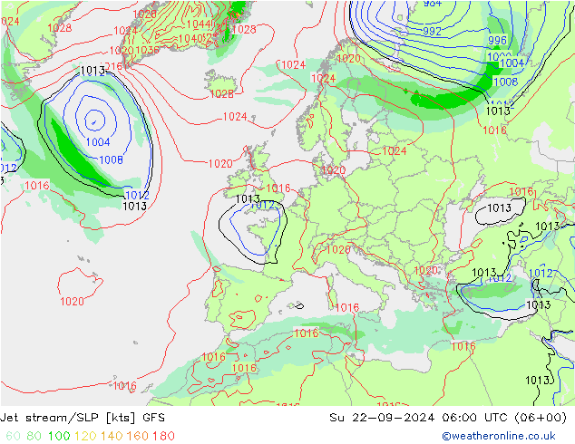 Polarjet/Bodendruck GFS So 22.09.2024 06 UTC