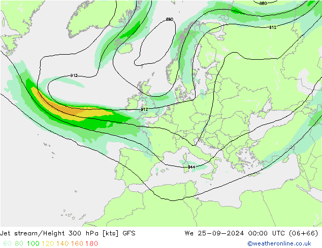 Corriente en chorro GFS mié 25.09.2024 00 UTC