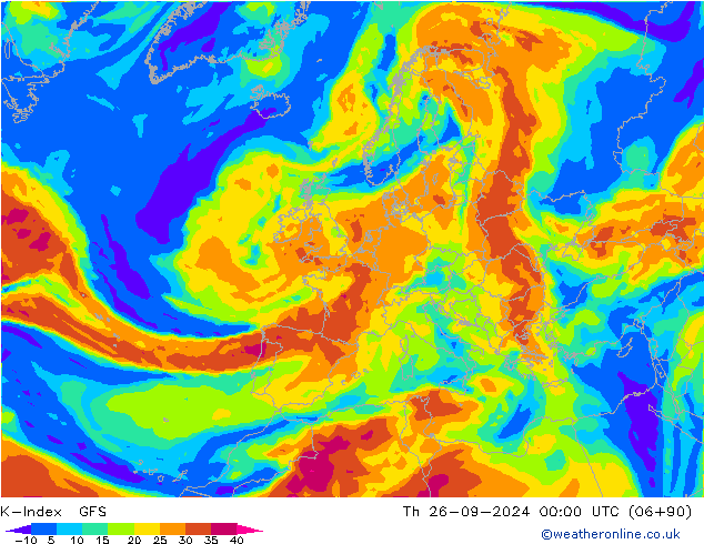 K-Index GFS Čt 26.09.2024 00 UTC