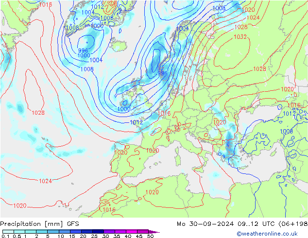 Niederschlag GFS Mo 30.09.2024 12 UTC