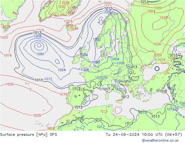 Bodendruck GFS Di 24.09.2024 15 UTC