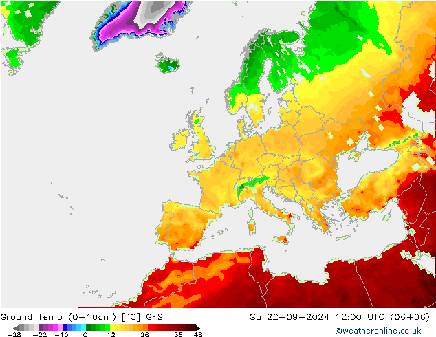 Topraküstü en düşük Sıc. GFS Paz 22.09.2024 12 UTC