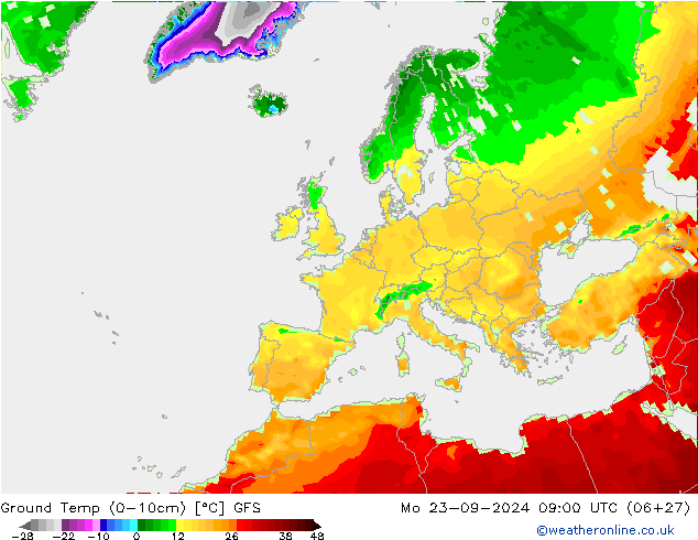 Temp. 10cm GFS ma 23.09.2024 09 UTC