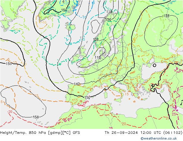 Z500/Rain (+SLP)/Z850 GFS Do 26.09.2024 12 UTC