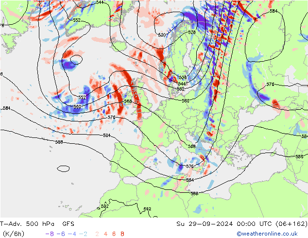 T-Adv. 500 hPa GFS Su 29.09.2024 00 UTC