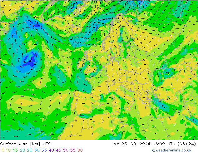 Bodenwind GFS Mo 23.09.2024 06 UTC