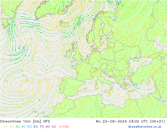 风 10m GFS 星期一 23.09.2024 03 UTC