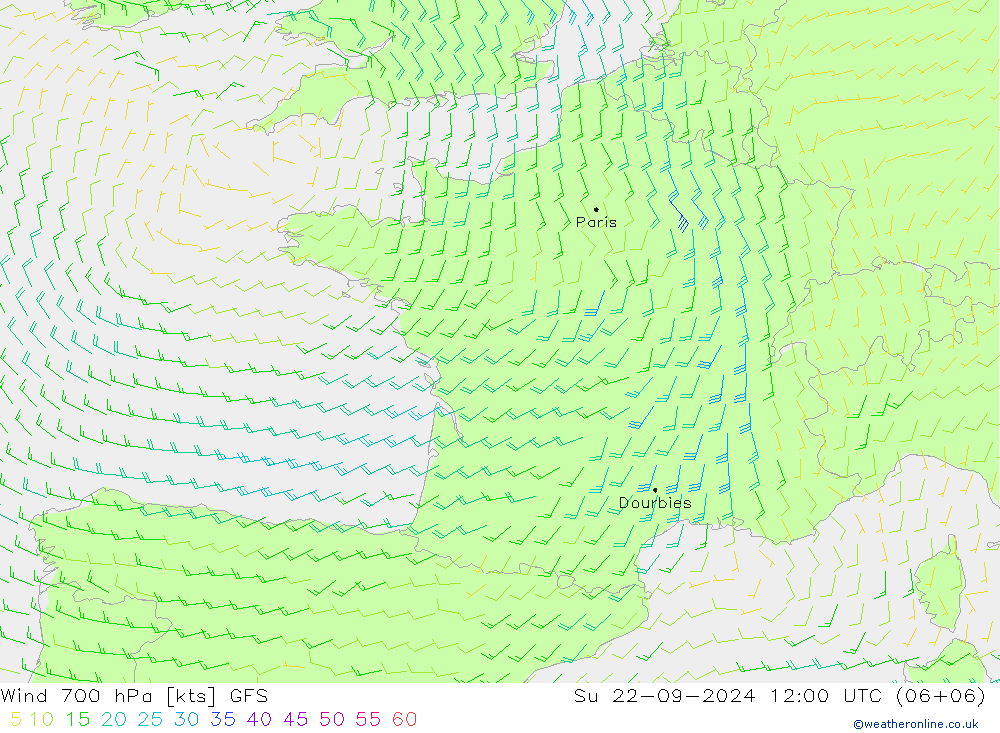 Vento 700 hPa GFS Dom 22.09.2024 12 UTC