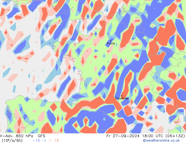 V-Adv. 850 hPa GFS Fr 27.09.2024 18 UTC