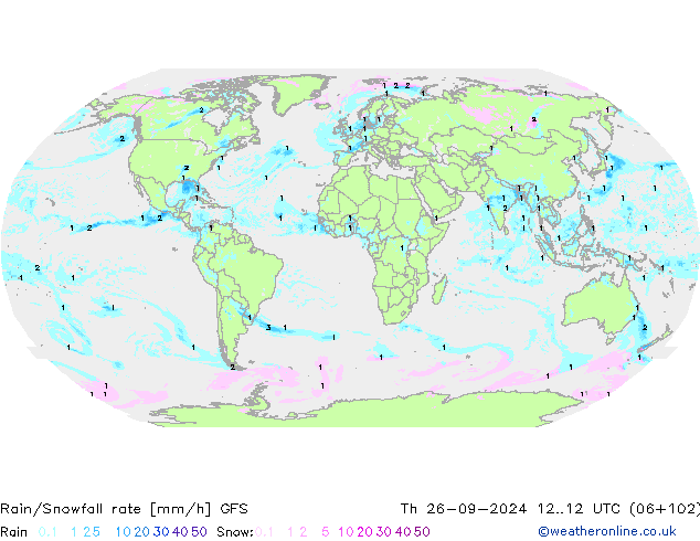 Rain/Snowfall rate GFS Th 26.09.2024 12 UTC