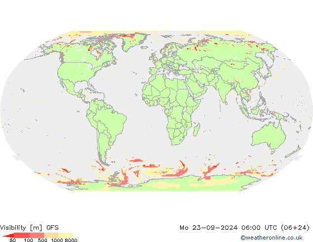 能见度 GFS 星期一 23.09.2024 06 UTC