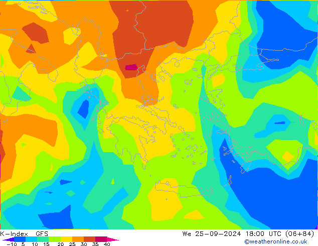 K-Index GFS mié 25.09.2024 18 UTC