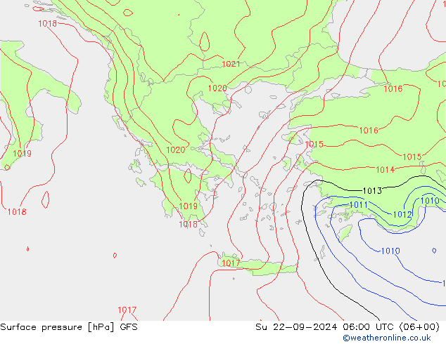 Luchtdruk (Grond) GFS zo 22.09.2024 06 UTC