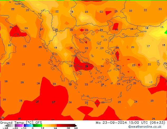 температура от 0-10 см GFS пн 23.09.2024 15 UTC