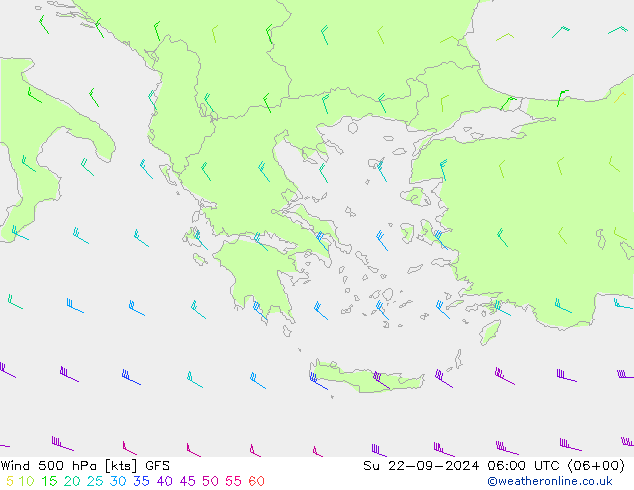 Wind 500 hPa GFS Su 22.09.2024 06 UTC