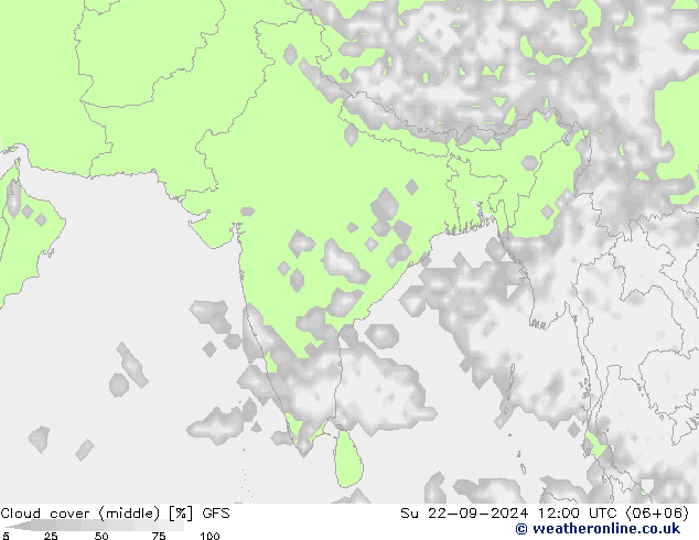 Cloud (high,middle,low) GFS Su 22.09.2024 12 UTC