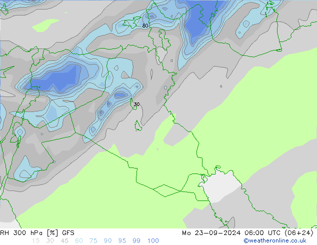 RV 300 hPa GFS ma 23.09.2024 06 UTC