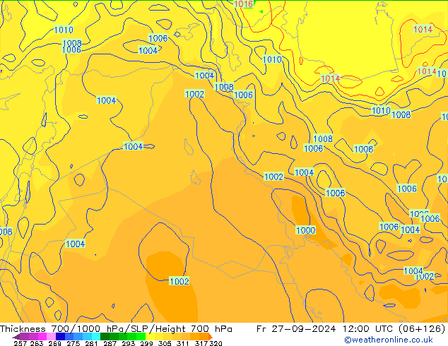 Thck 700-1000 hPa GFS Pá 27.09.2024 12 UTC