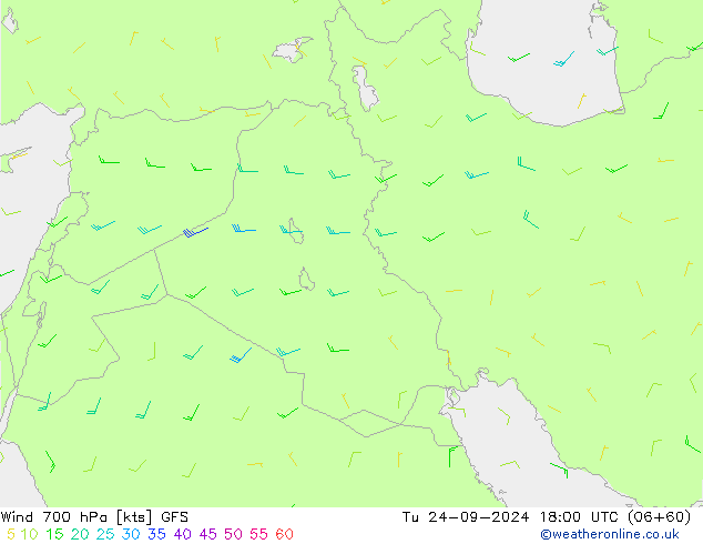 Wind 700 hPa GFS Tu 24.09.2024 18 UTC