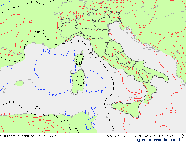 pressão do solo GFS Seg 23.09.2024 03 UTC