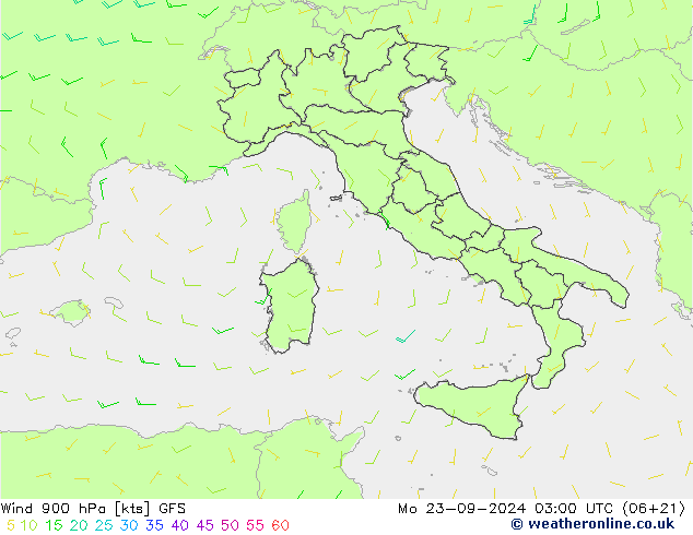 Vento 900 hPa GFS Seg 23.09.2024 03 UTC