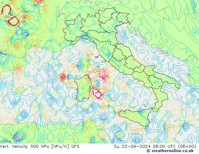 Vert. Velocity 500 гПа GFS Вс 22.09.2024 06 UTC