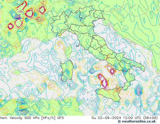 Vert. Velocity 500 hPa GFS Ne 22.09.2024 12 UTC