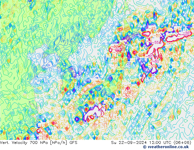 Vert. Velocity 700 hPa GFS Su 22.09.2024 12 UTC