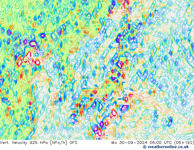 Vert. Velocity 925 hPa GFS lun 30.09.2024 06 UTC