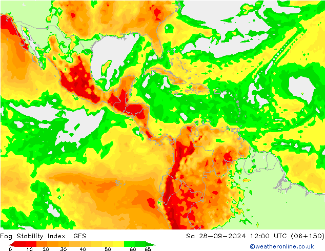 Fog Stability Index GFS Sa 28.09.2024 12 UTC