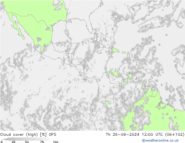 Cloud cover (high) GFS Th 26.09.2024 12 UTC