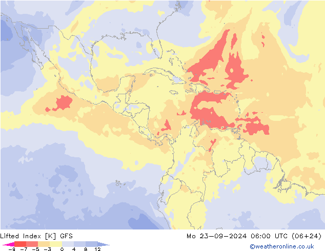 Lifted Index GFS ma 23.09.2024 06 UTC