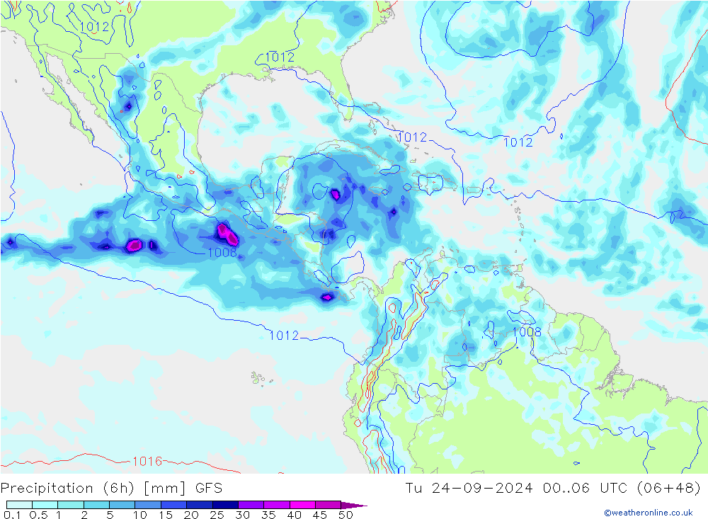 Z500/Rain (+SLP)/Z850 GFS Tu 24.09.2024 06 UTC